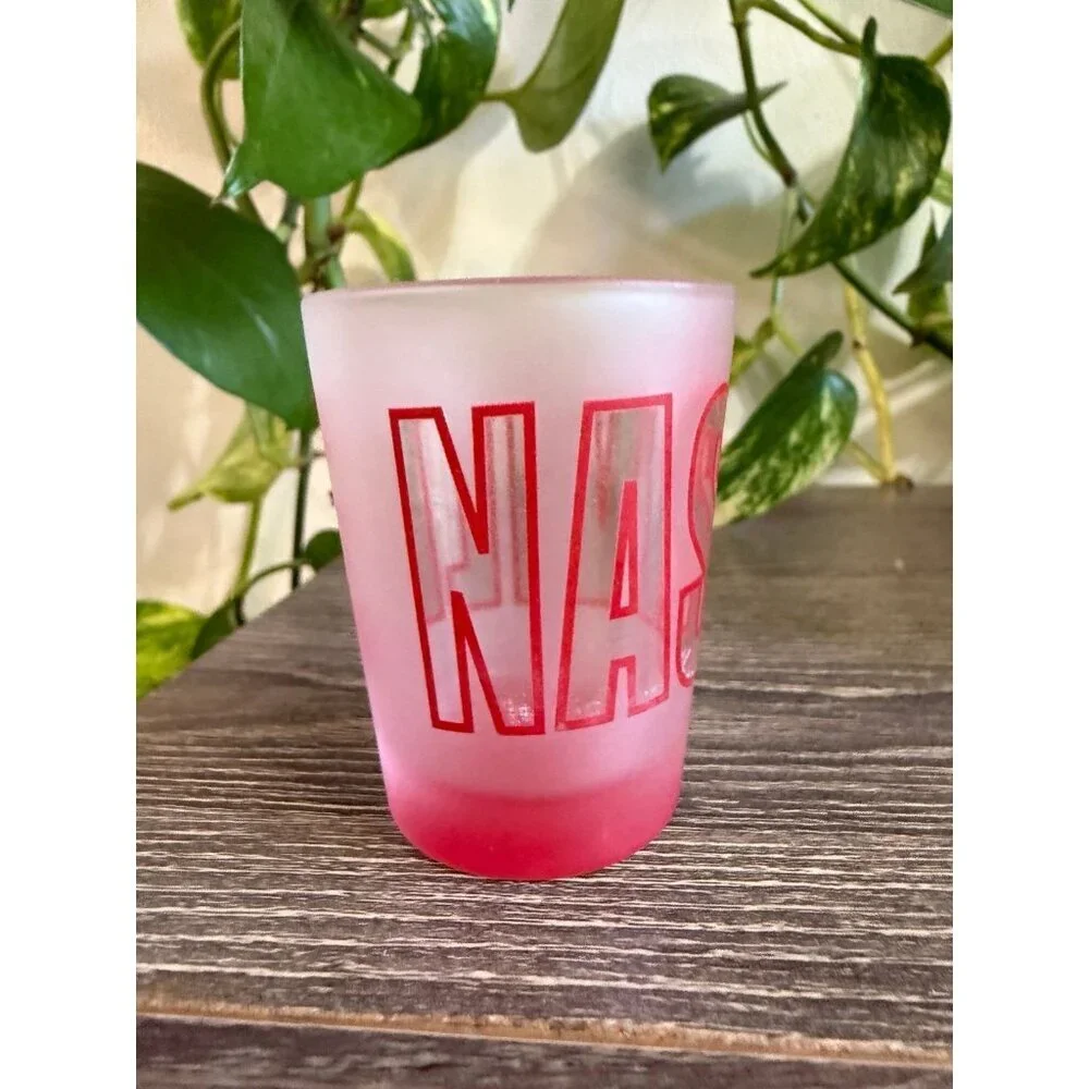 Nashville shot glass, red and white